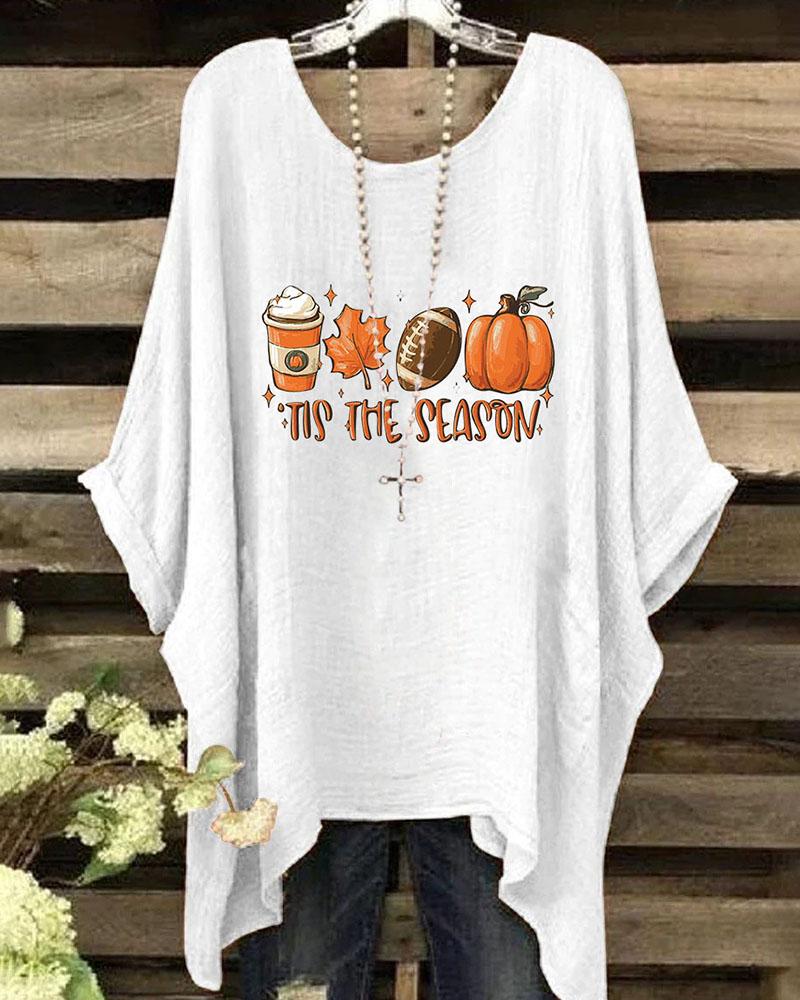 Women's Thanksgiving Tis The Season Print Shirt