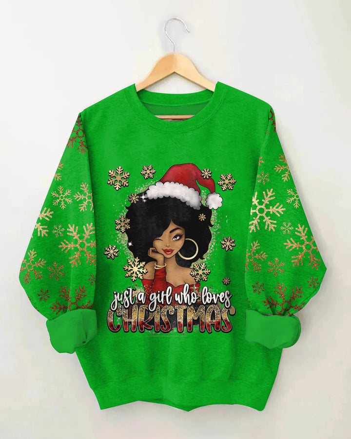 Afro Christmas Girl Crewneck Sweatshirt