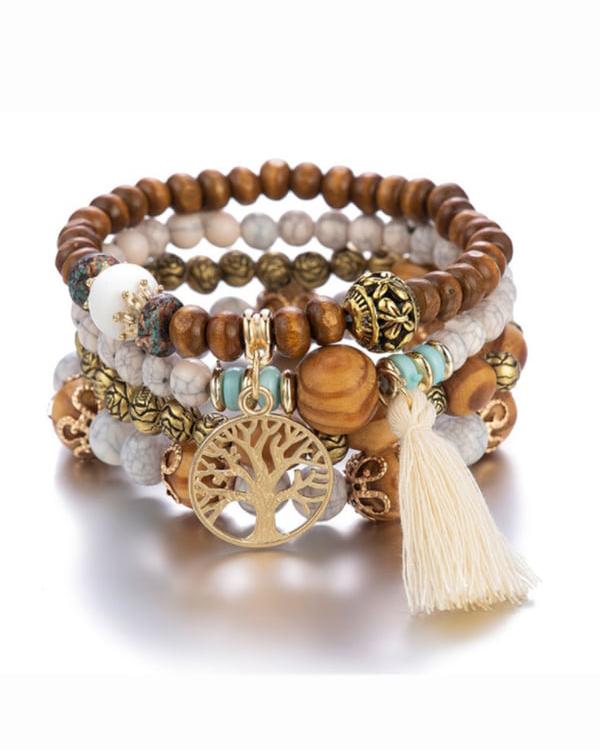 Women's Bohemian Multilayer Wood Bead Bracelet