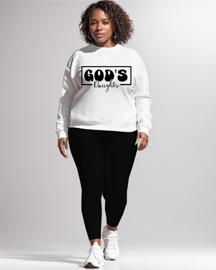 God Print Sweatshirt Two Pieces Set