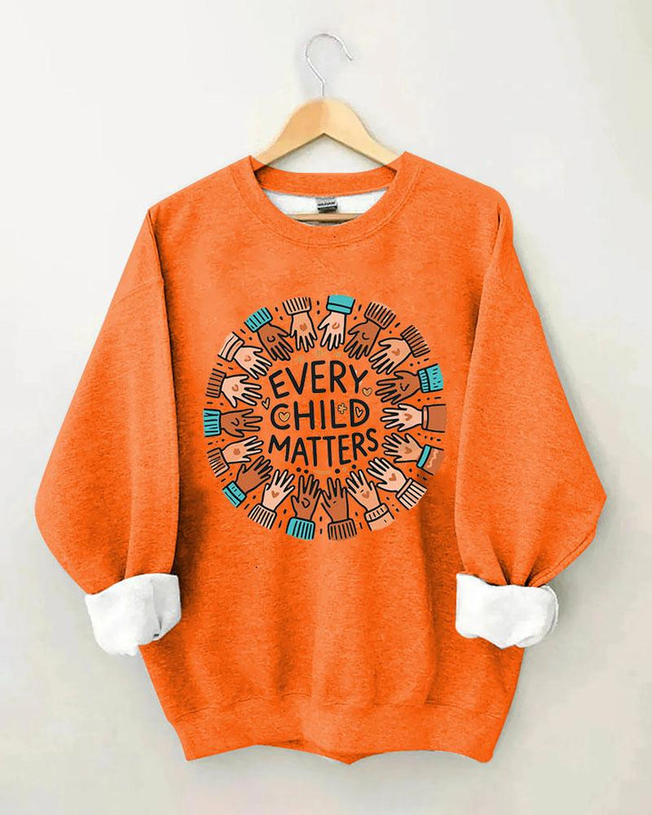 Women's Slogan Every Child Matters Print Round Neck Sweatershirts