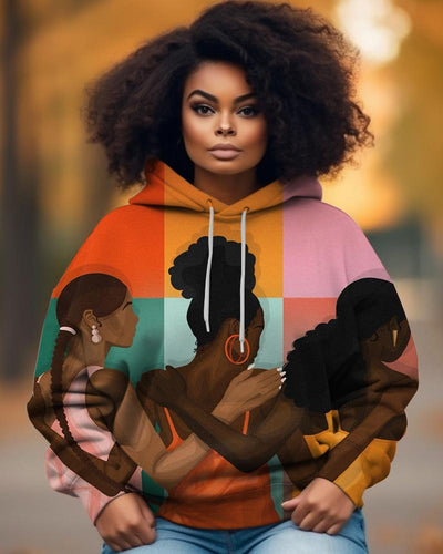 Black Girl Contrasting Back Print Women's Hoodie