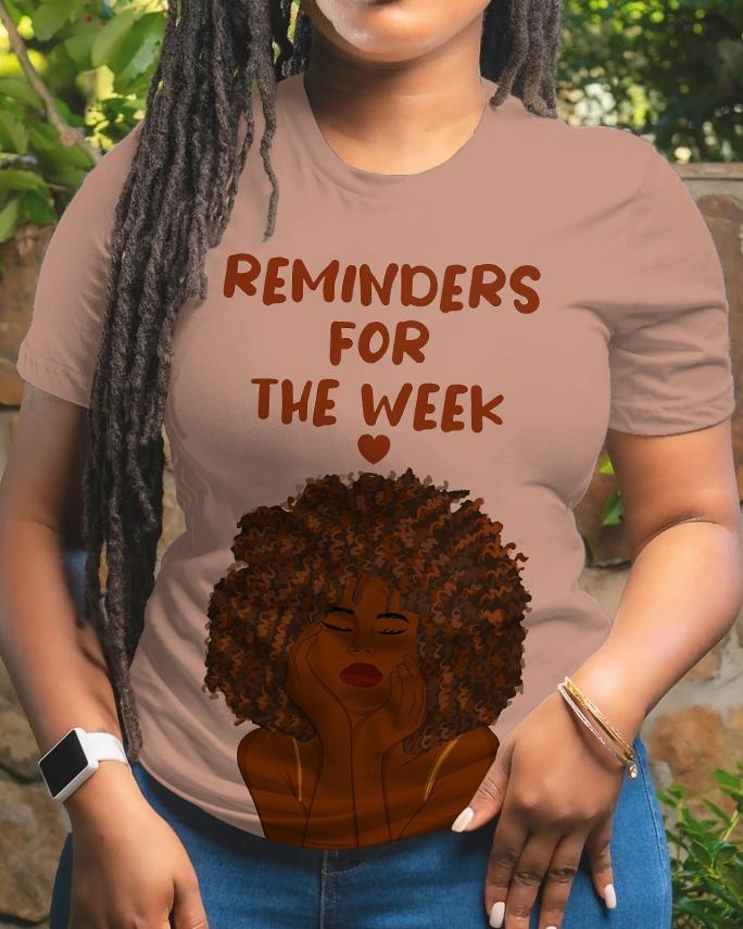 Reminders For The Week Crew Neck Short Sleeve Shirt