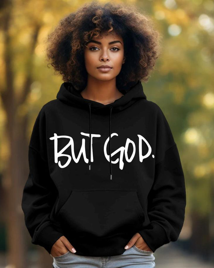 Cotton-But God Letter Print Fashion Daily Long Sleeve Hoodie