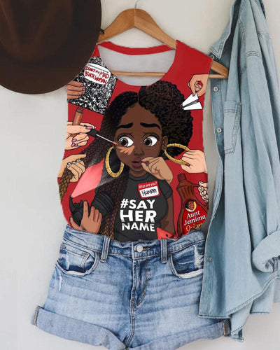 Cartoon Black Girl Personalized Printed Women's Tank Top