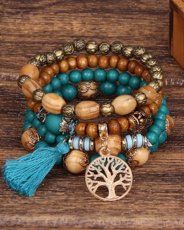 Women's Bohemian Multilayer Wood Bead Bracelet