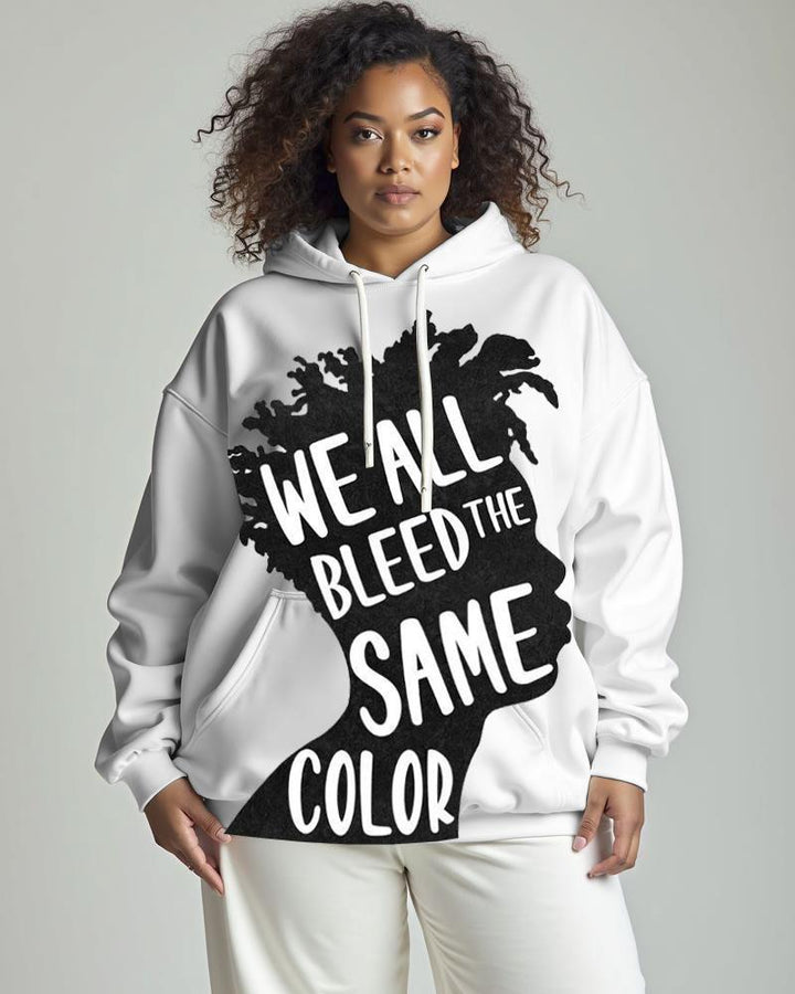 Women's We All Bleed The Same Color Printed Long Sleeve Pocket Hoodie