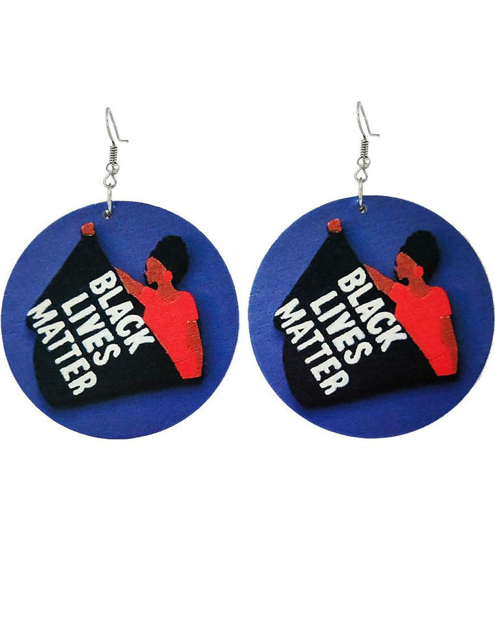 Black Lives Matters Round Wooden Earrings