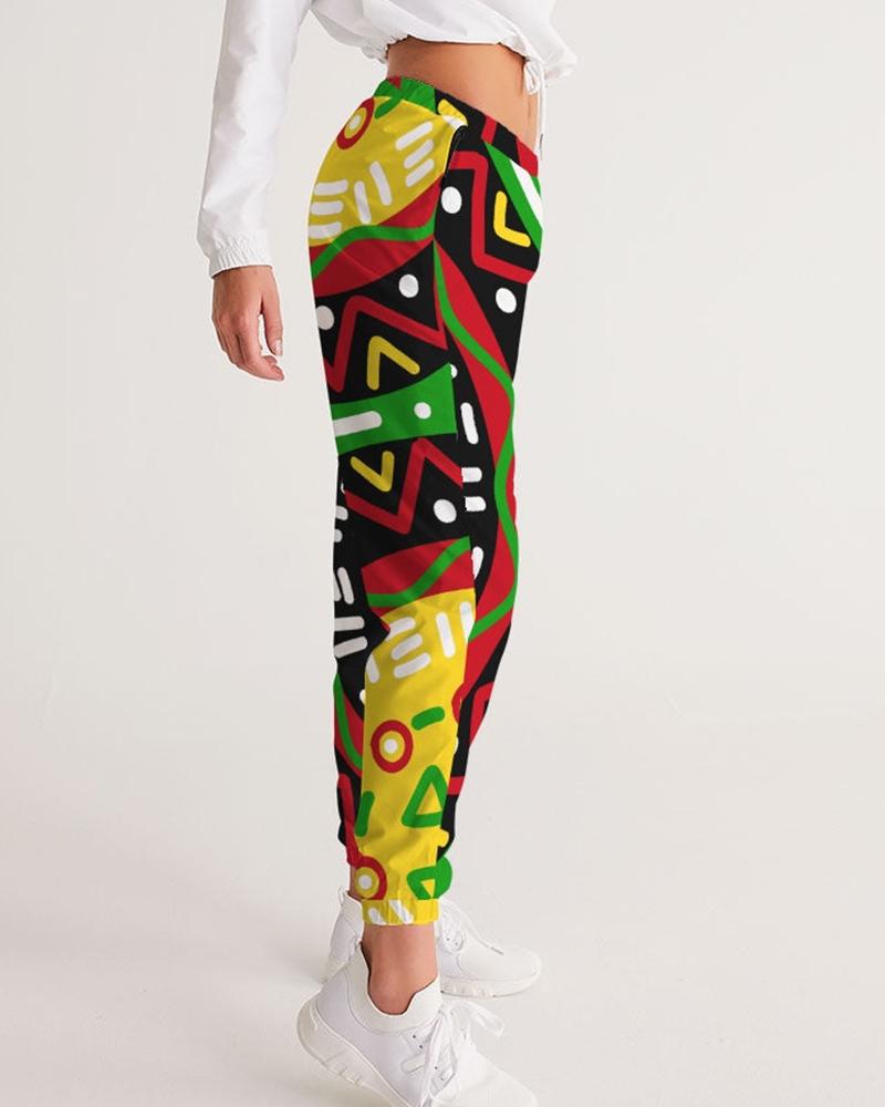 Contrasting color ethnic style personality casual printing ladies trousers