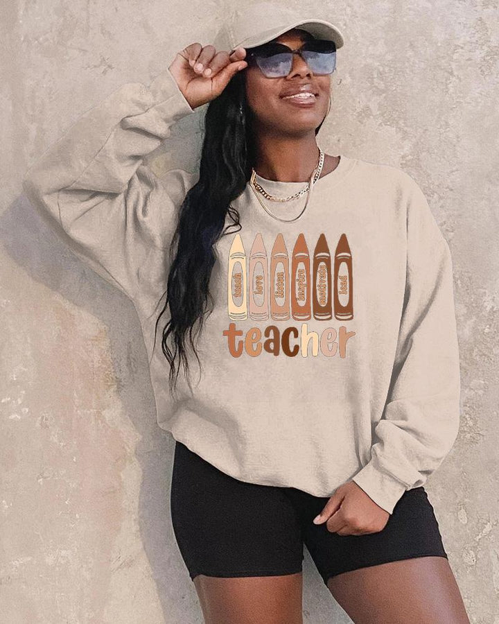 Melanin Crayon Long Sleeve Crewneck Sweatshirt