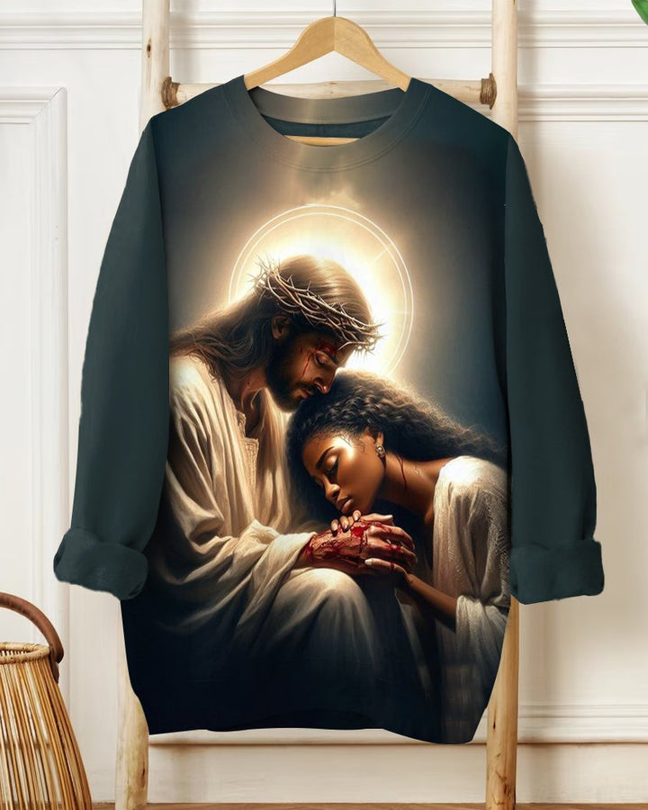 Jesus The Savior Illustration Crewneck Sweatshirt