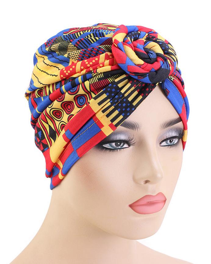 Fashionable Casual Bohemian Style Printed Flower Turban Hat