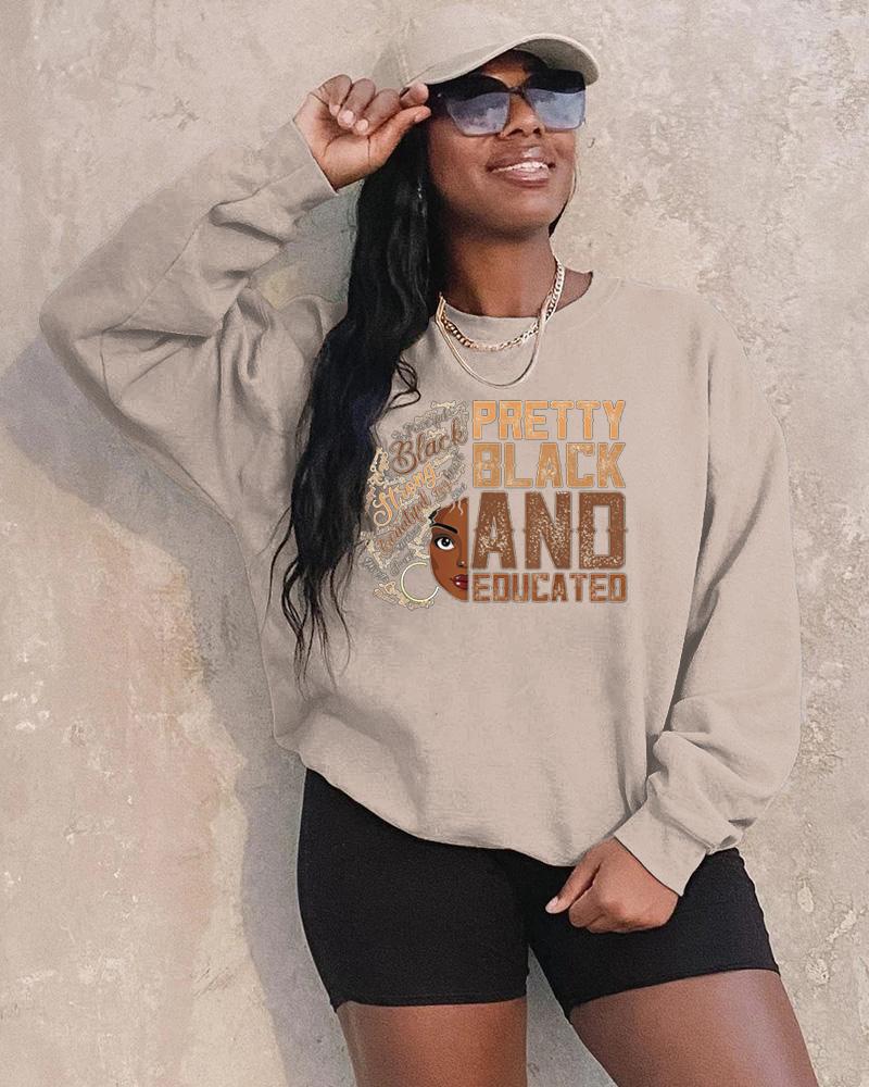 Pretty Black Long Sleeve Crewneck Sweatshirt