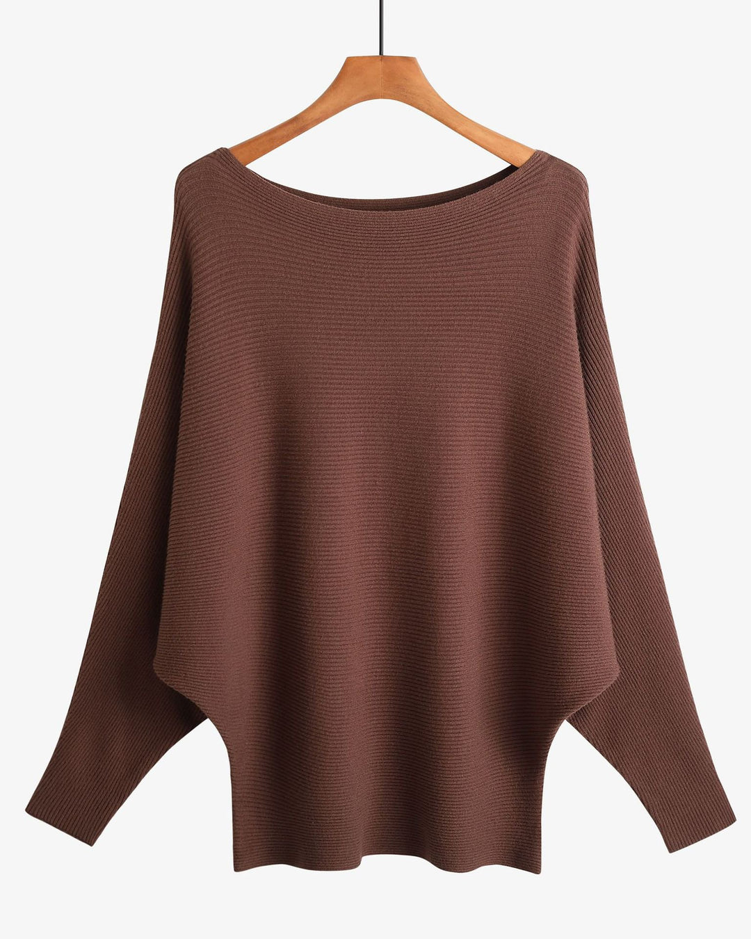 Women's Stylish Off-shoulder Top Threaded High Elastic Lazy Style Batwing Pullover Sweater