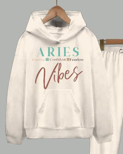 Aries Vibes Long Sleeve Hoodie Two Pieces Set