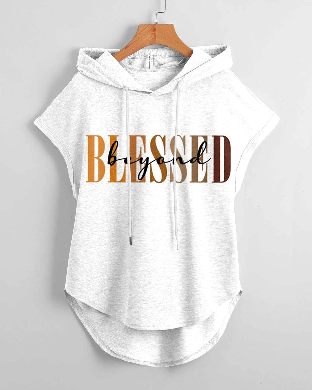 Blessed Beyond Hem Drawstring Hooded Tee