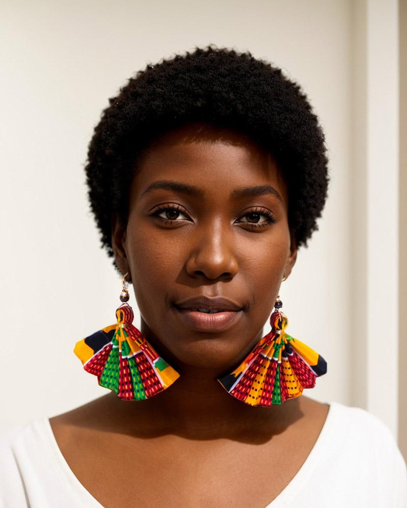 African Print Scalloped Ankara for Girls Earrings