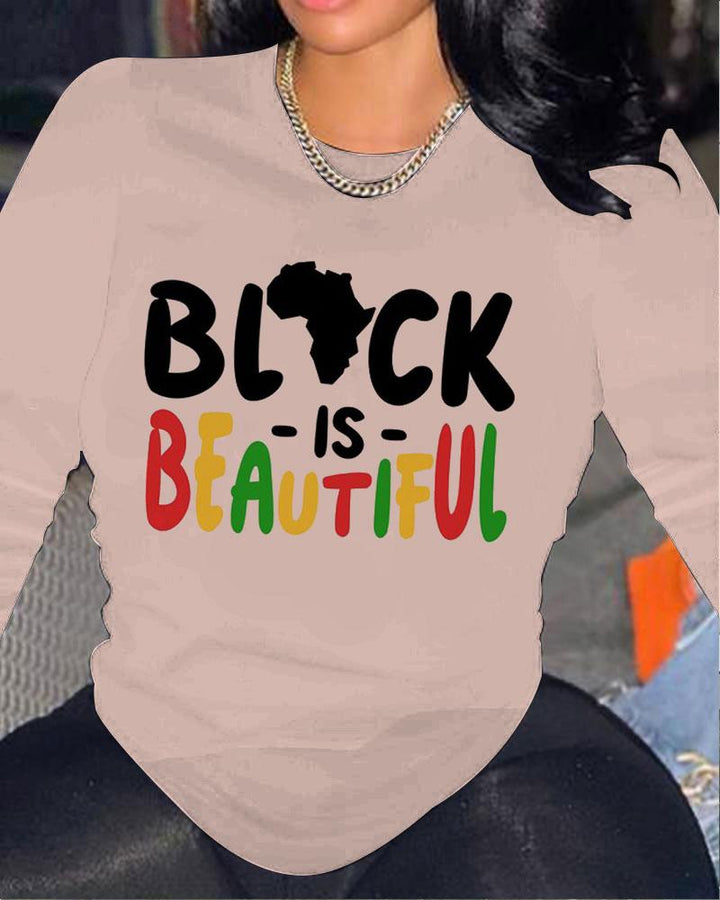 Black Is Beautiful Cotton Crew Neck Long Sleeve T-shirt