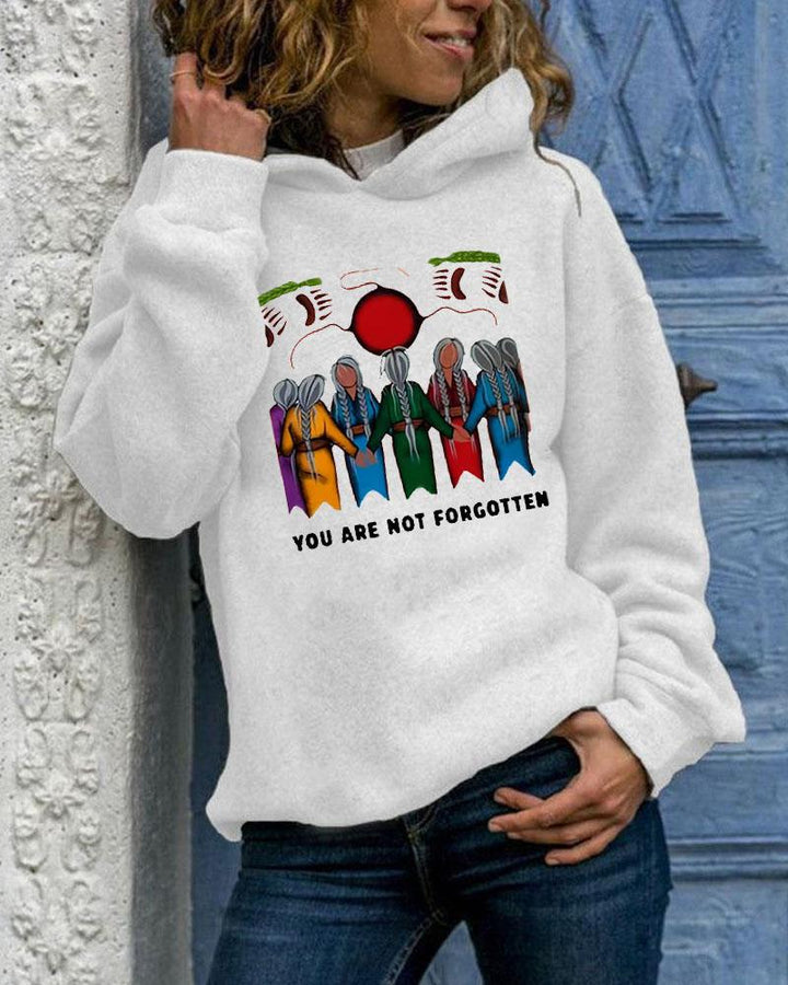 Women's Slogan   Every Child Matters You Are Never Forgotten With Pocket Long Sleeve Hoodie