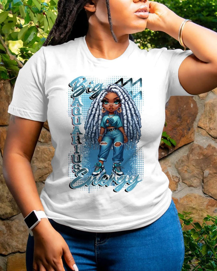 Big Aquarius Energy Black Girl Short Sleeve Tshirt