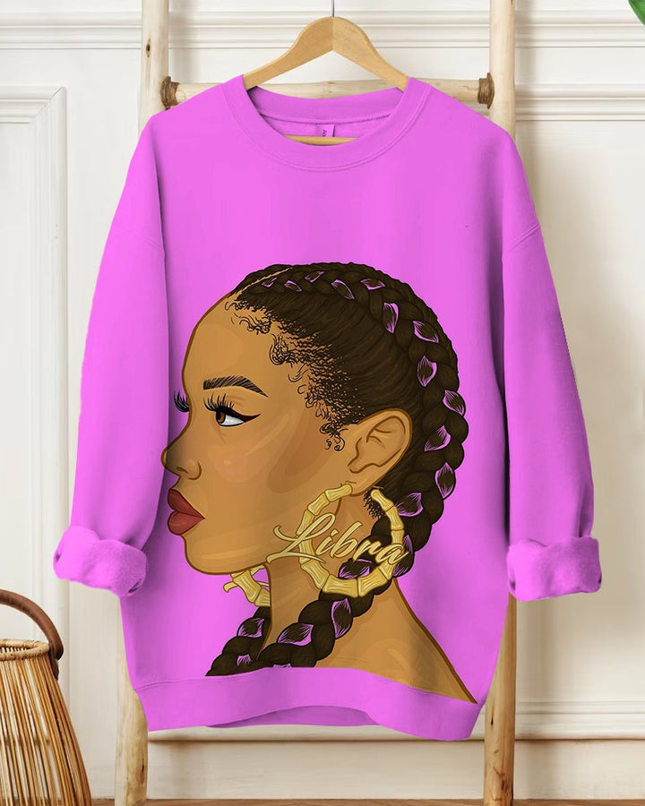 Libra Earring Girl Unisex Long Sleeve Sweatshirt