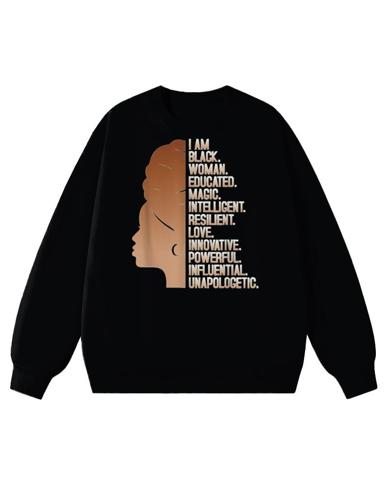 I Am Black Women Long Sleeve Crewneck Sweatshirt