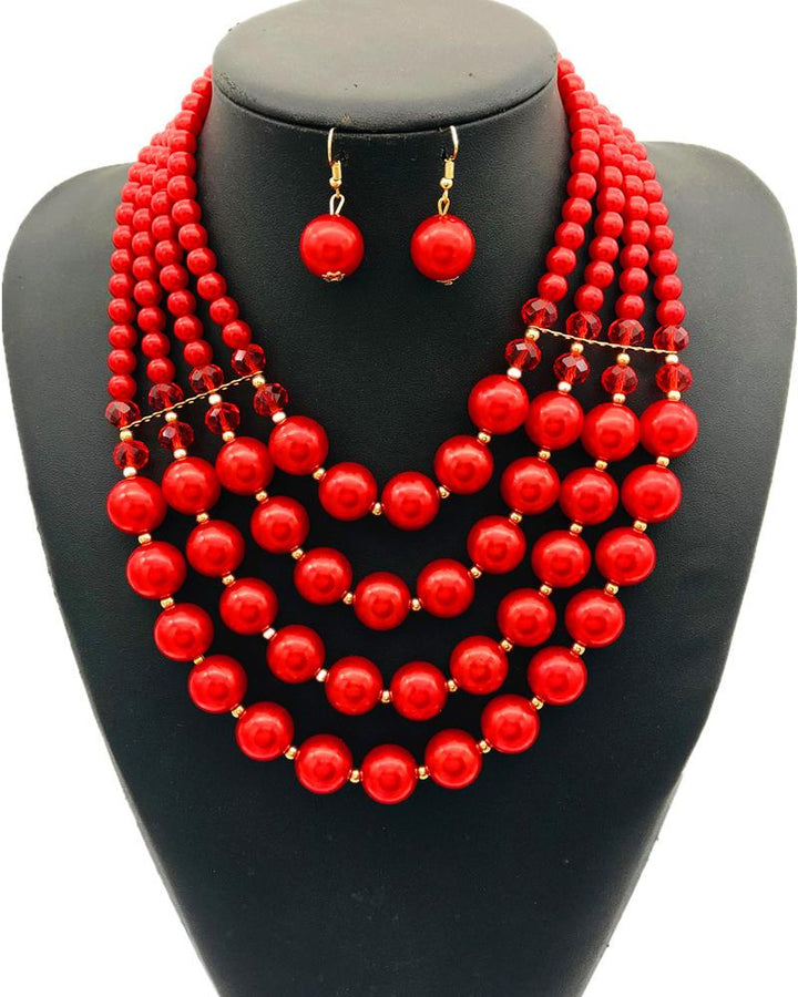 Fashion Bright imitation pearls Multi-layer Braided Necklace Set