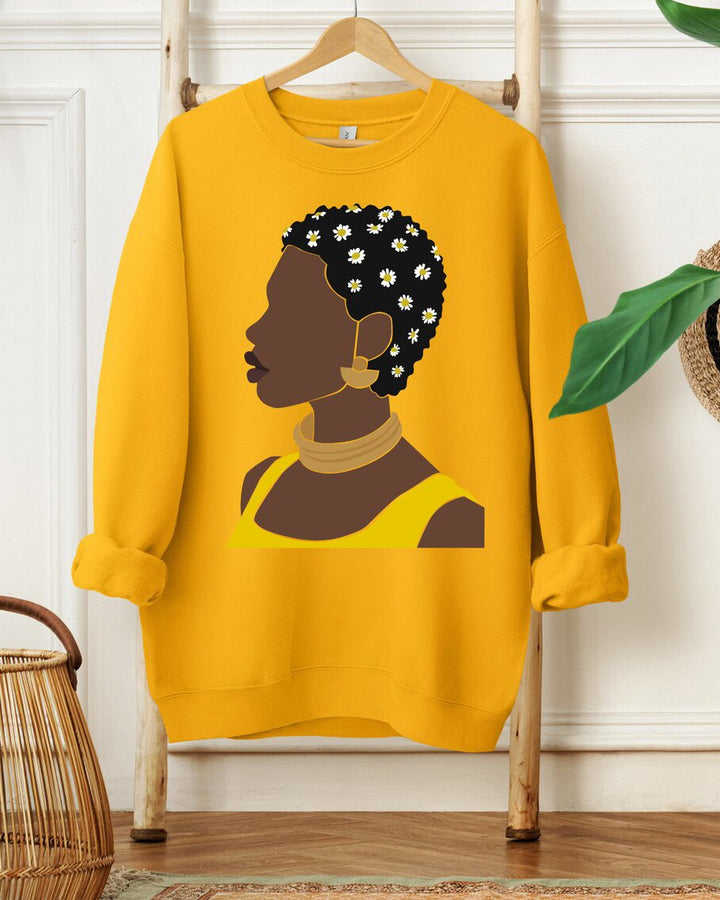 Afro Woman Black Queen Long Sleeve Sweatshirt