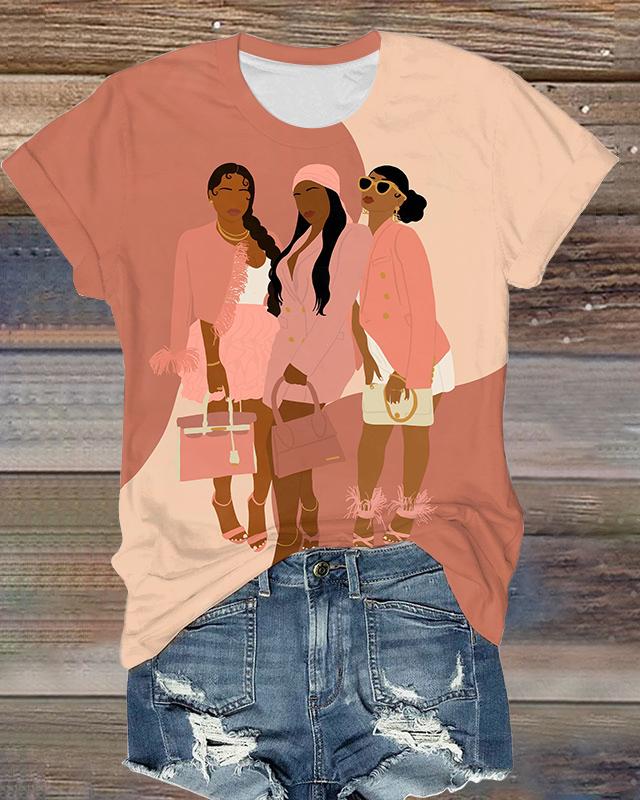 Happy Brown Girls Short Sleeve T-shirt