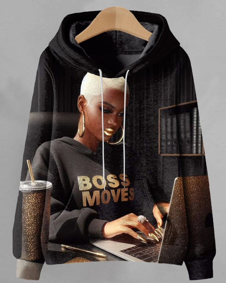 Black Girl Focuses On Herself Long-sleeved Hooded Sweatshirt