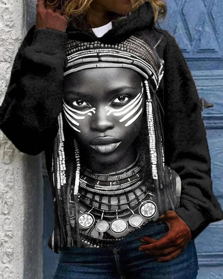 African Wall Art Long-sleeved Hoodie