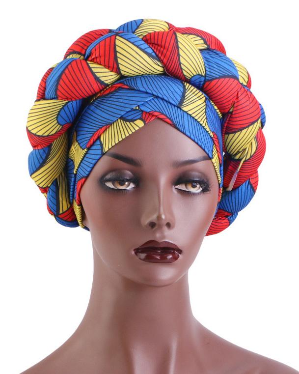 African Print Three-dimensional Sponge Braided Turban Hat