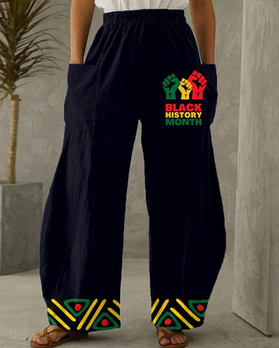 Black June Colored Geometric Printed Women's Pants