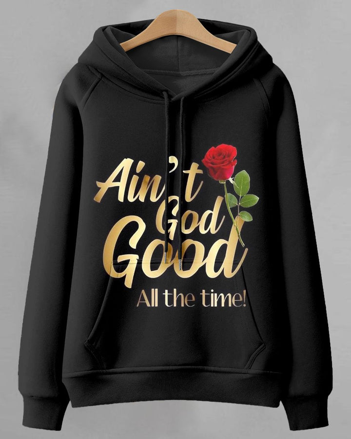 Ain't Dog Good Print Long-sleeved Hooded Sweatshirt