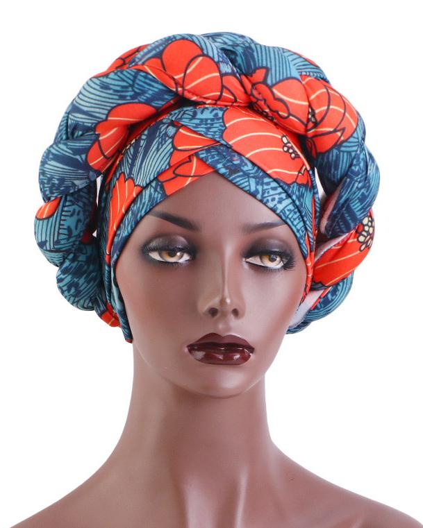 African Print Three-dimensional Sponge Braided Turban Hat