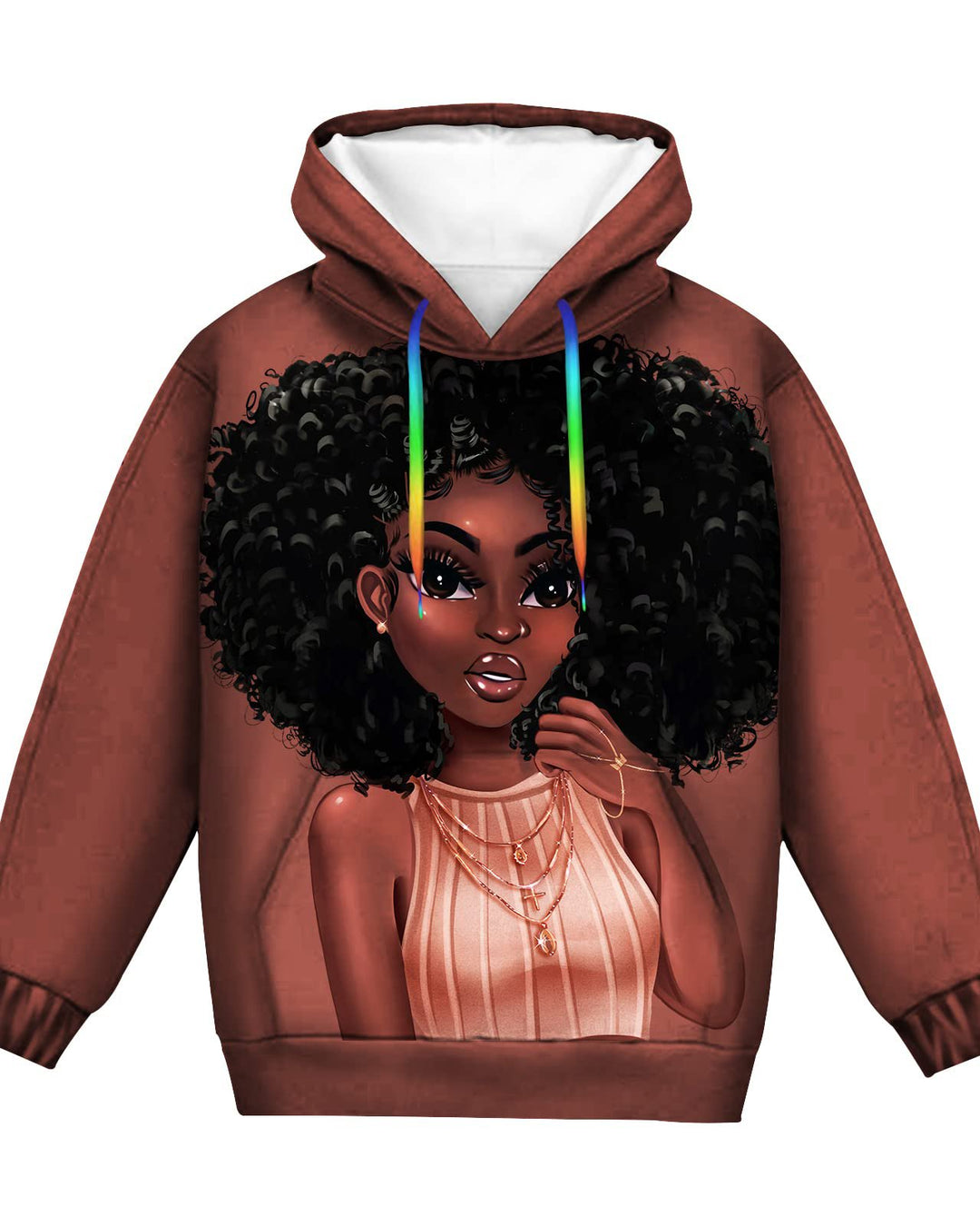 Brown Cartoon Girl Hoodie