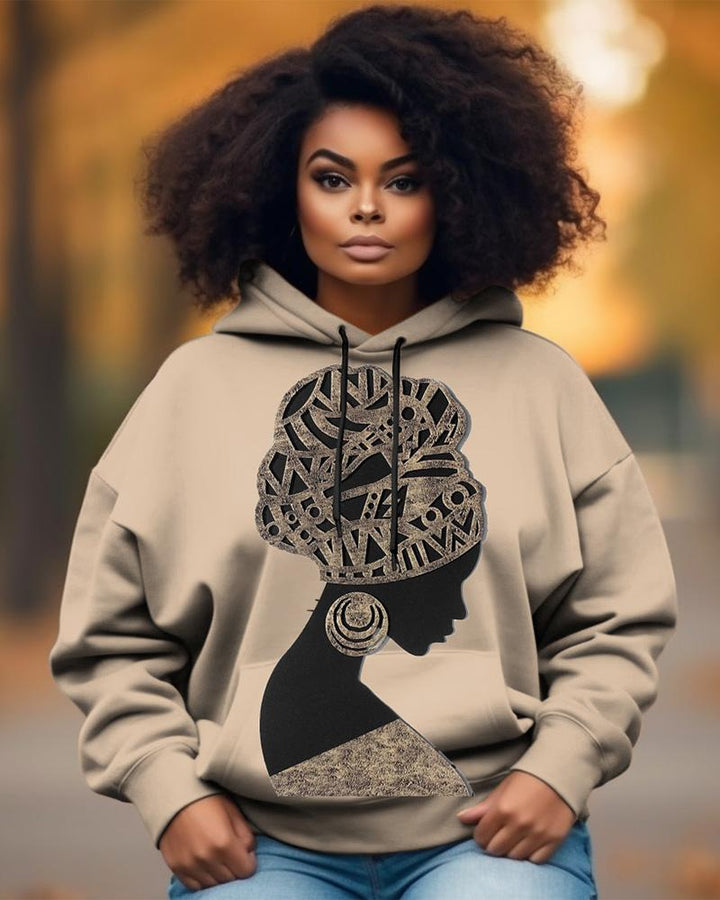 Fashionable Ethnic Portrait Prints Long-sleeved Hoodie