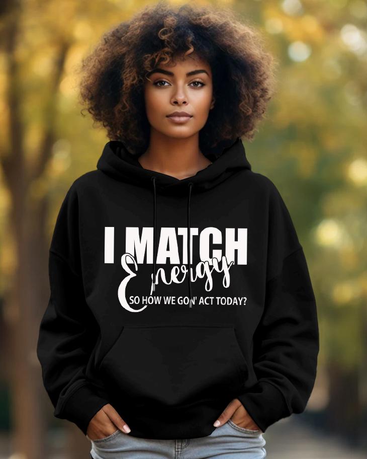 Cotton-I Match Energy Print Fashion Daily Long Sleeve Hoodie