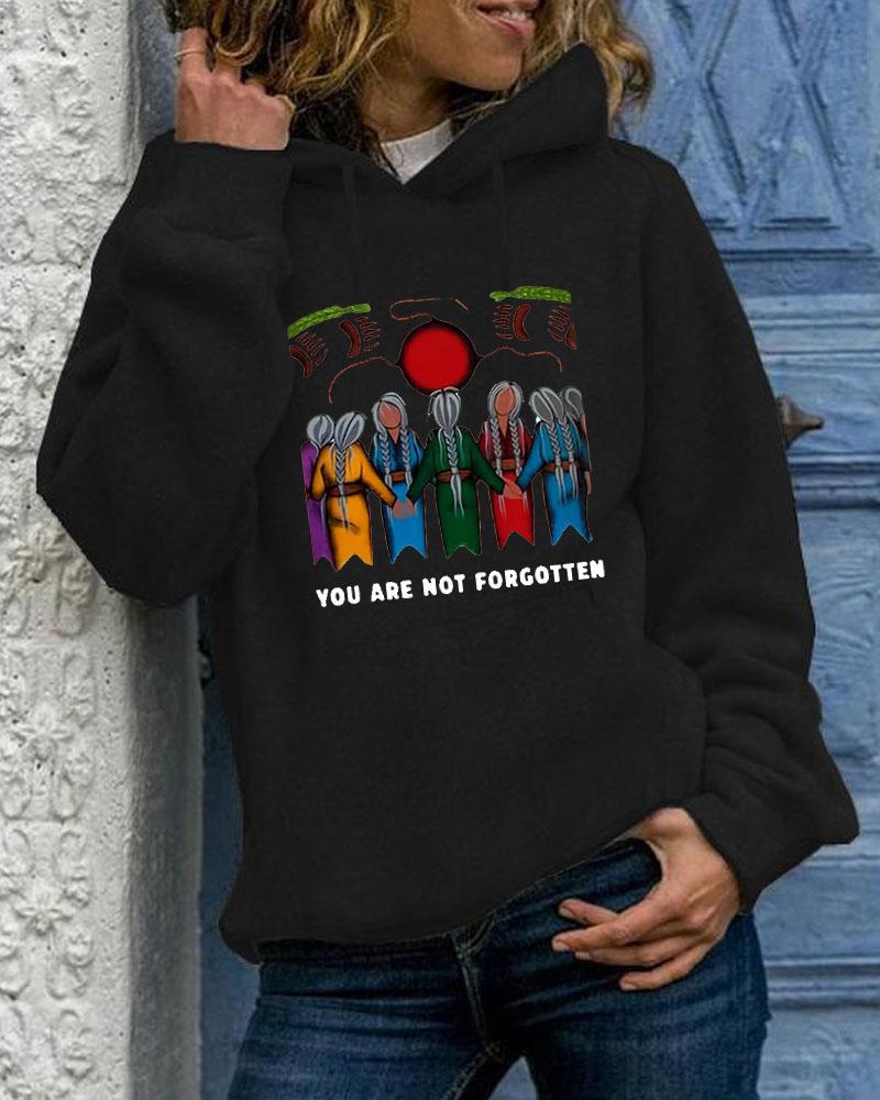 Women's Slogan   Every Child Matters You Are Never Forgotten With Pocket Long Sleeve Hoodie