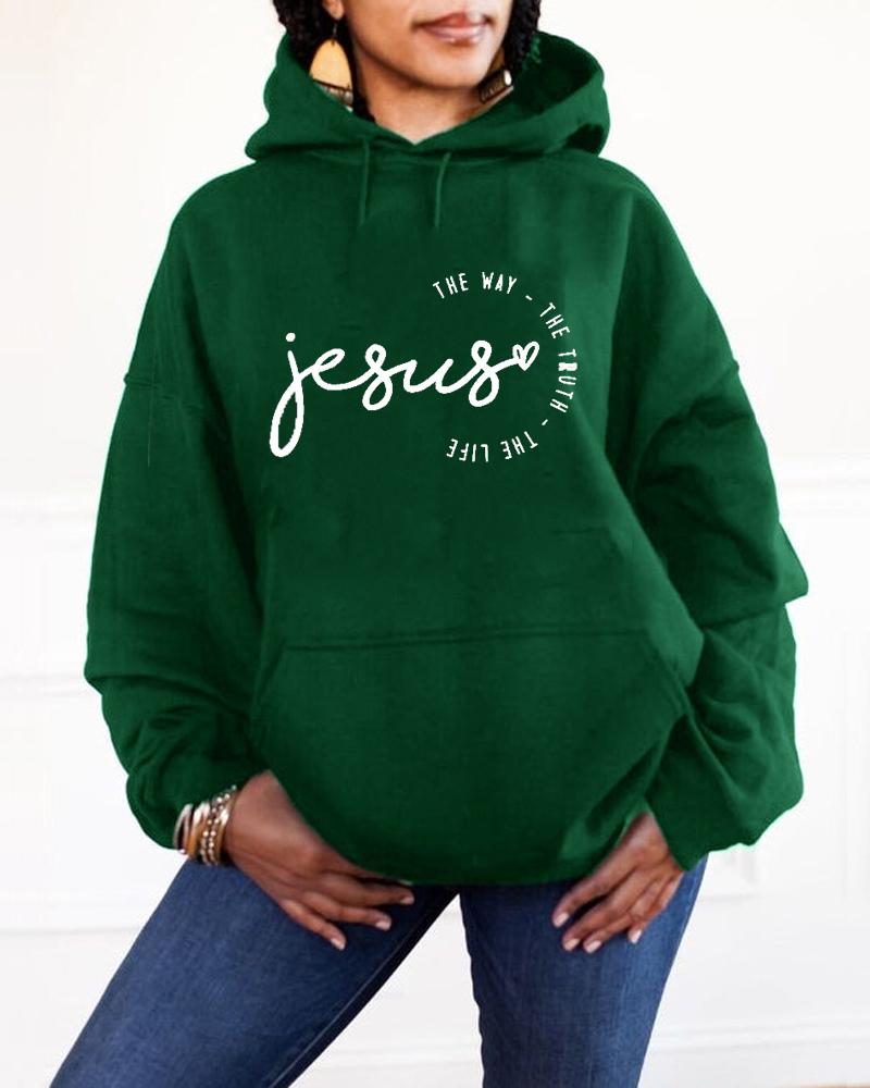 Women's Faith Jesus The Way The Truth The Life Pocket Long Sleeve Hoodie