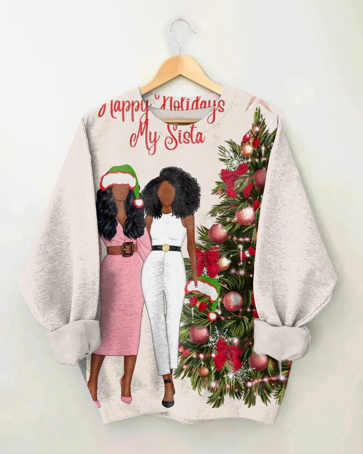 African American Girl Christmas Crewneck Sweatshirt