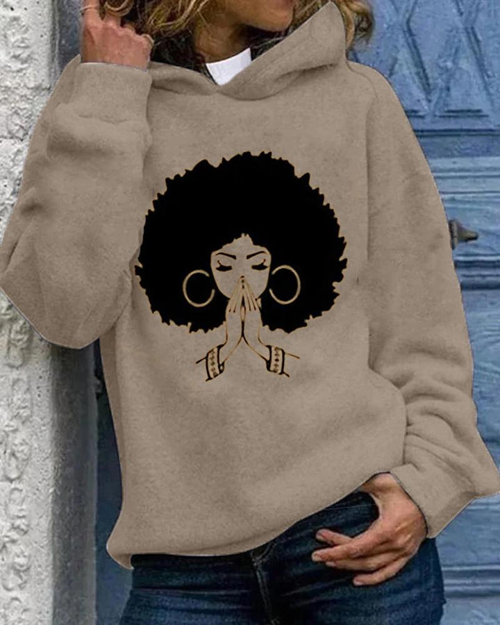 Black girl wish casual printed personalized hooded sweatshirt