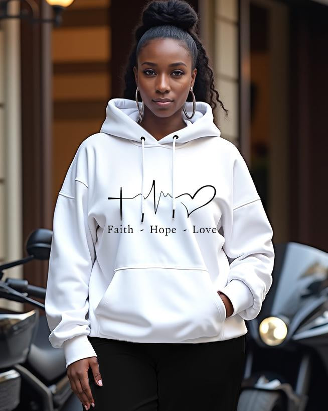 Letter Print Long Sleeve Hoodie Two Pieces Set