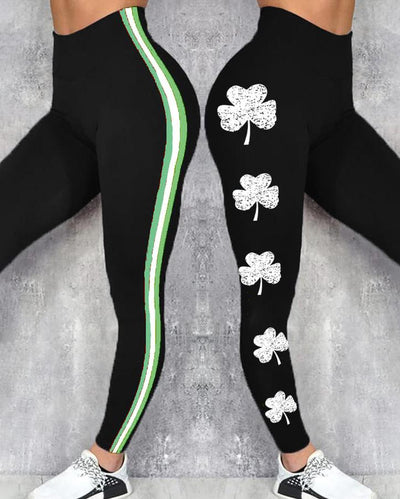 Women'S St. Patrick's Day Clover Print Leggings
