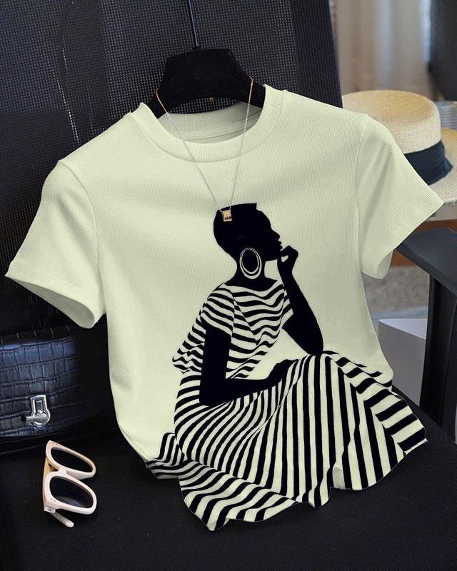 Short Hair Skirt Black Women Unisex Short Sleeve Tshirt