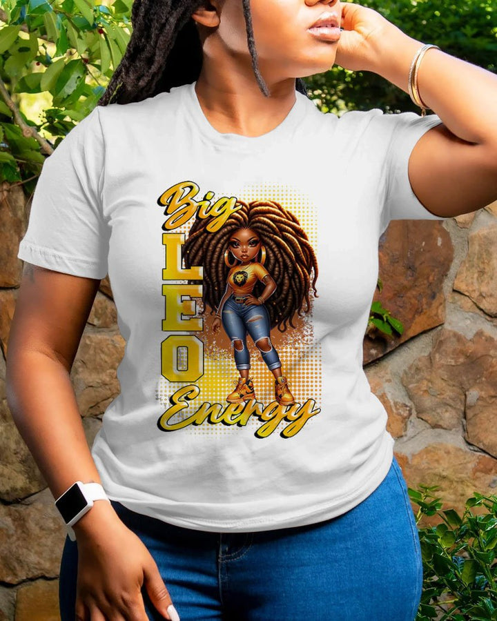 Big Leo Energy Black Girl Short Sleeve Tshirt