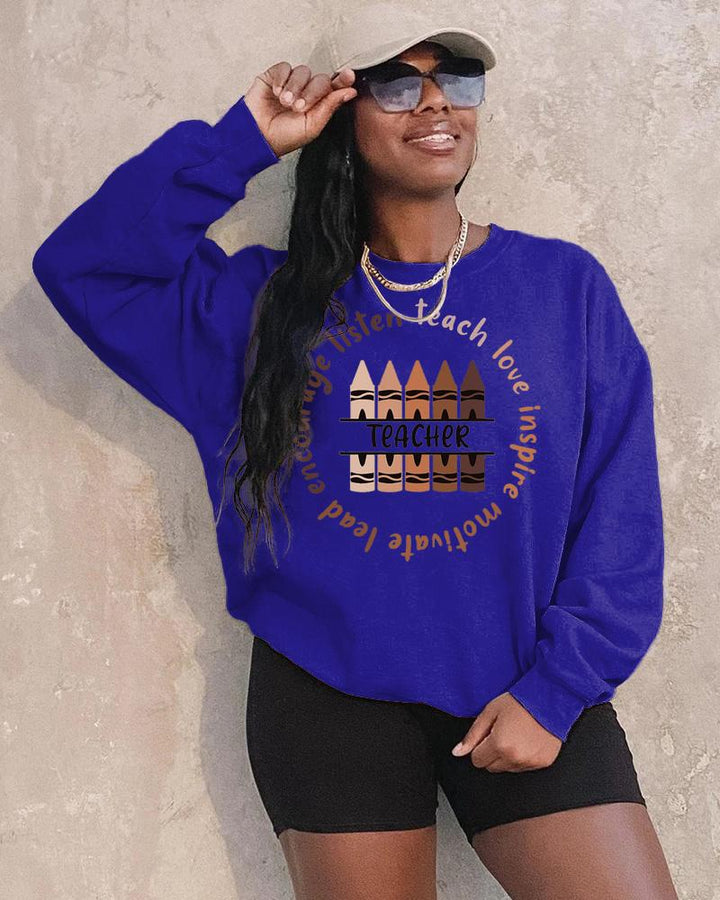 Melanin Crayon Long Sleeve Crewneck Sweatshirt