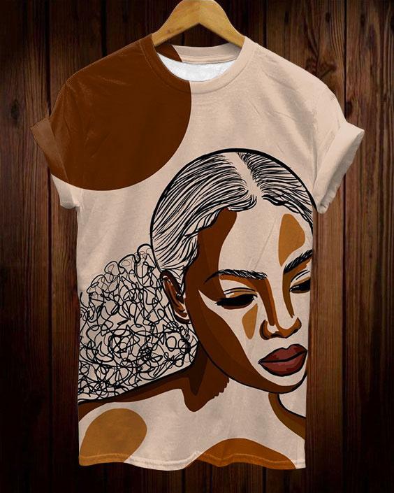 Curly Brown Girl Art Unisex Short Sleeve Tshirt