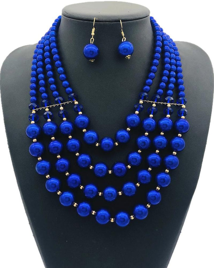 Fashion Bright imitation pearls Multi-layer Braided Necklace Set