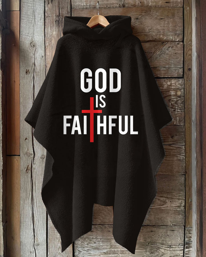 God Is Faithful Hooded Warm Shawl Cape